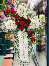 Load image into Gallery viewer, Red &amp; White Standing Cross
